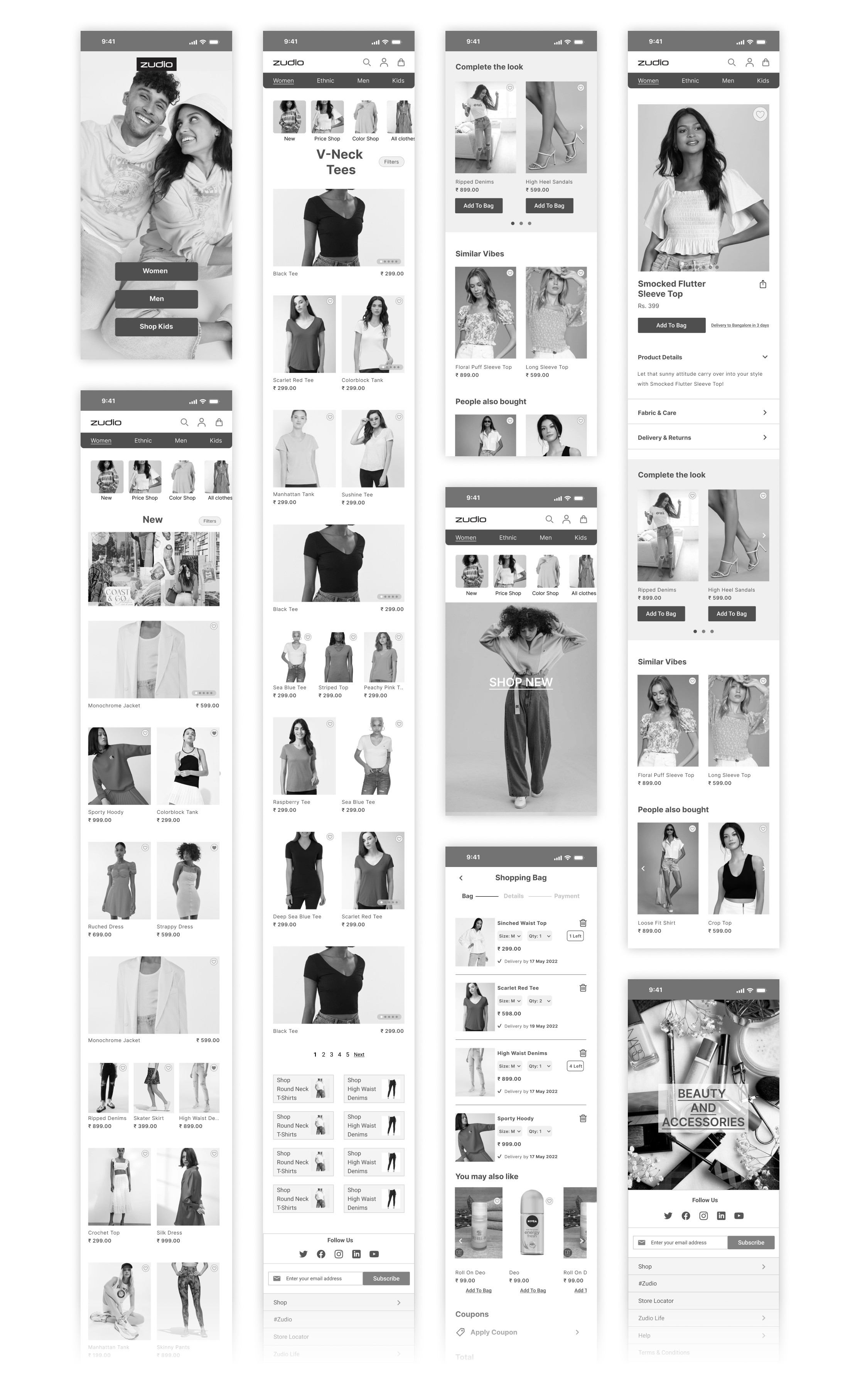 Zudio wireframes